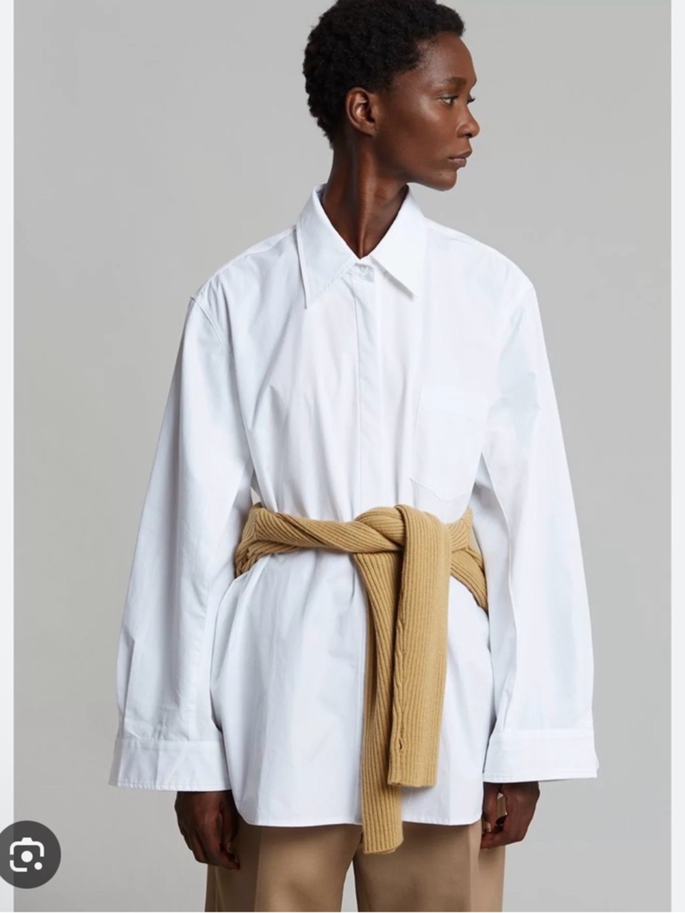 The Frankie Shop White Oversized Button-Down Shirt one size minimalist